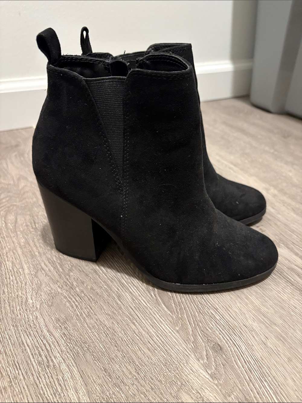Express Black Suede Block Heel Ankle Booties